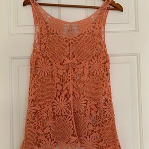 Coral Crocheted Tank